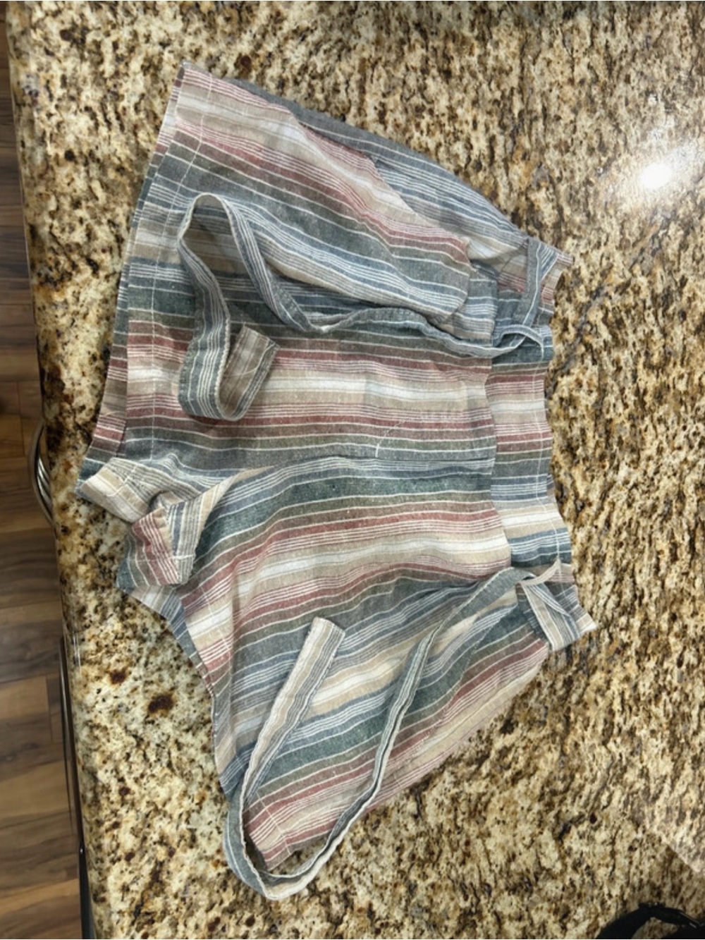 Ci Sono Striped Pull-On Women's Shorts in Blue, Brown, Cream